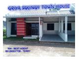 Griya Sakina Town HOuse Bisa KPR Bank dan CIcil Developer Flat 5 Tahun Ready Stock  